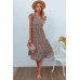 Boho Floral V Neck Ruffle Sleeve A Line Midi Dress