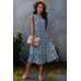 Boho Floral V Neck Ruffle Sleeve A Line Midi Dress