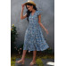 Boho Floral V Neck Ruffle Sleeve A Line Midi Dress