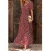 Allover Print Puff Sleeve Ruched Shirred Dress