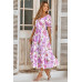 Floral Paint Short Sleeve Tie Cuff Surplice Dress