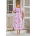 Floral Paint Short Sleeve Tie Cuff Surplice Dress