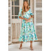 Floral Paint Short Sleeve Tie Cuff Surplice Dress