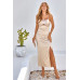 Spaghetti Strap Cowl Neck Split Midi Slit Dress