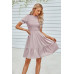 Solid Puff Sleeve Shirred Detail Ruffle Hem Dress