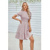 Solid Puff Sleeve Shirred Detail Ruffle Hem Dress