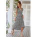 Floral V Neck Ruffle Short Sleeve High Waist Dress