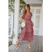 Floral V Neck Ruffle Short Sleeve High Waist Dress