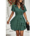 Chiffon Layer Hem Waist Tie Layer Hem Ruffle Dress - CC-WH3000069
