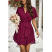 Chiffon Layer Hem Waist Tie Layer Hem Ruffle Dress - CC-WH3000069