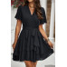 Chiffon Layer Hem Waist Tie Layer Hem Ruffle Dress - CC-WH3000069