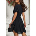 Chiffon Layer Hem Waist Tie Layer Hem Ruffle Dress - CC-WH3000069
