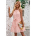 Solid Halter Neck Sleeveless Waist Tie Ruffle Dres
