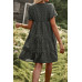 Floral Polka Dots Boat Neck Loose A Line Midi Dres