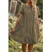 Floral Polka Dots Boat Neck Loose A Line Midi Dres