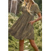 Floral Polka Dots Boat Neck Loose A Line Midi Dres