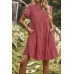 Floral Polka Dots Boat Neck Loose A Line Midi Dres