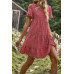 Floral Polka Dots Boat Neck Loose A Line Midi Dres