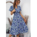 Bohemian Floral V Neck High Waist Midi Dress