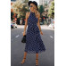 Dot Print Open Shoulder Fit Knot Belt Dress