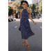 Dot Print Open Shoulder Fit Knot Belt Dress