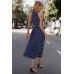 Dot Print Open Shoulder Fit Knot Belt Dress