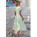 Solid Swiss Dot Ruffle Hem Belt Midi Dress