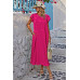 Solid Swiss Dot Ruffle Hem Belt Midi Dress