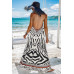 Animal Print Halter Deep V Ruffle Maxi Dress
