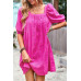 Square Neck Short Bubble Sleeve Babydoll Dress