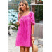 Square Neck Short Bubble Sleeve Babydoll Dress