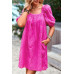 Square Neck Short Bubble Sleeve Babydoll Dress
