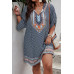 Plus Size V Neck Printed Loose Fit Midi Dress