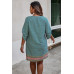 Plus Size V Neck Printed Loose Fit Midi Dress