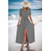 Dot Print Open Front Belt Knot V Neck Dress