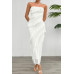 Solid Off Shoulder Ruffle Sleeveless Maxi Dress