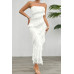 Solid Off Shoulder Ruffle Sleeveless Maxi Dress
