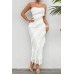 Solid Off Shoulder Ruffle Sleeveless Maxi Dress