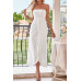 Off Shoulder Solid Tube Jacquard Waist Dress
