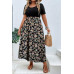Plus Floral Print Elastic Fit High Waist Dress