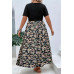 Plus Floral Print Elastic Fit High Waist Dress