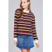 Ladies fashion plus size long sleeve multi striped dty brushed shirts
