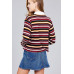 Ladies fashion plus size long sleeve multi striped dty brushed shirts