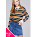 Ladies fashion plus size long sleeve multi striped dty brushed shirts