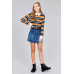 Ladies fashion plus size long sleeve multi striped dty brushed shirts
