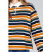 Ladies fashion plus size long sleeve multi striped dty brushed shirts