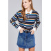 Ladies fashion plus size long sleeve multi striped dty brushed shirts