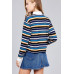 Ladies fashion plus size long sleeve multi striped dty brushed shirts