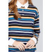 Ladies fashion plus size long sleeve multi striped dty brushed shirts