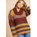 Multicolor Striped Fuzzy Knit Long Sleeve Pullover